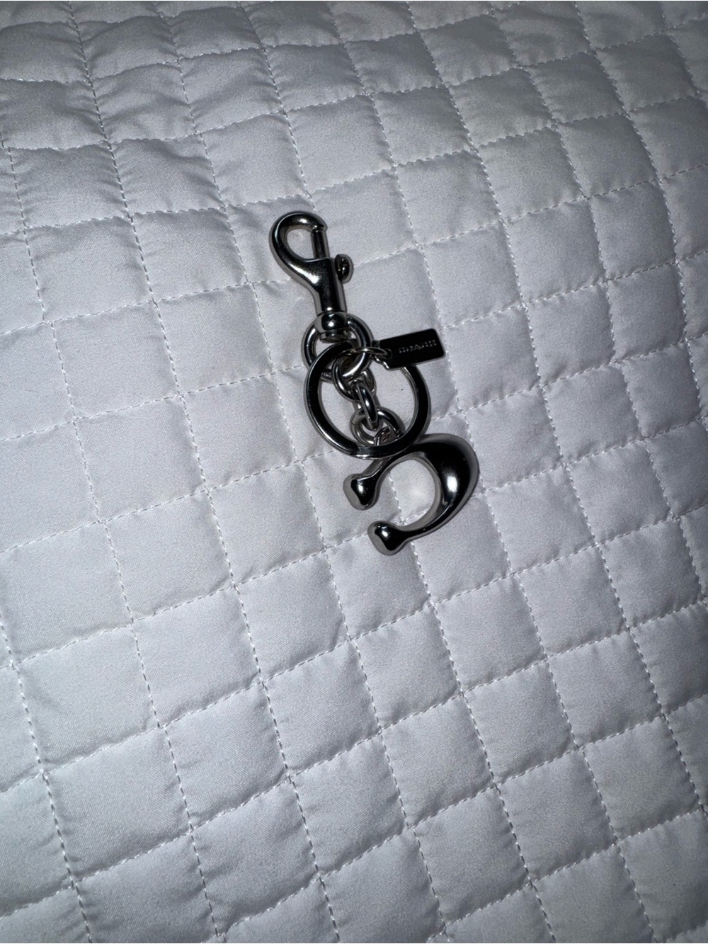 Coach Silver-Tone Sculpted 'C' Keychain bag charm - Picture 3 of 6